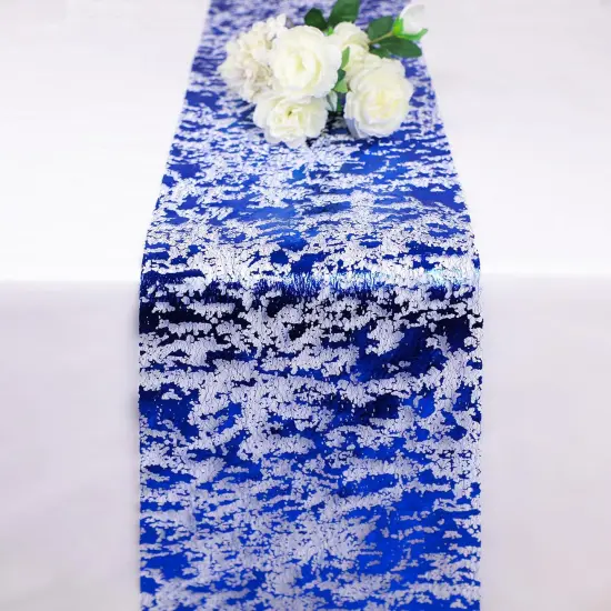 2 Pieces Royal Blue Table Runner, Sequin Glitter Foil Metallic Thin Mesh Runner Roll 11"x108" Blue Table Decorations for Wedding Birthday Party Christmas Graduations {2}