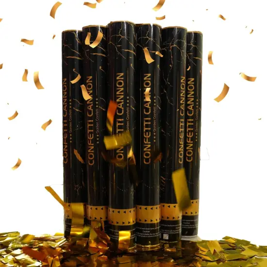 16 Inch [6 Pack] Golden Confetti Cannon Party Poppers Party Supplies, Air Powered | Launches 20-25ft | Celebrations,Graduation ceremony,Birthdays,New Years Eve,Christmas and Weddings (golden) {1}