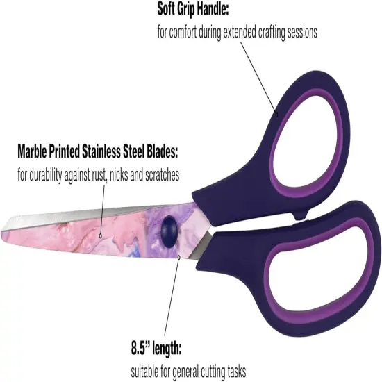 All Purpose Fashion Scissor Set - Sizes 8.5&rdquo; & 5.5&rdquo; Scissors, Sharp Stainless-Steel Blades, Comfort Grip Handles, Sewing & Craft Scissors, 2pc {4}