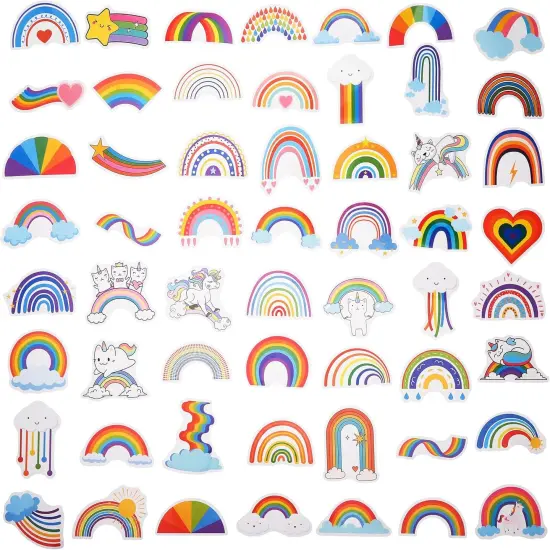 100 Pack Rainbow Stickers, Rainbow Party Favors, Birthday Decorations {2}