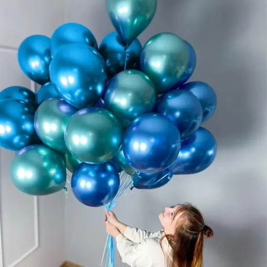 Blue and Green Balloons, Blue and Green Birthday Decorations, 12 Inch Light Blue Teal Blue Metallic Green Metallic Blue Latex Balloons for Birthday Wedding Baby shower Party Decorations {4}