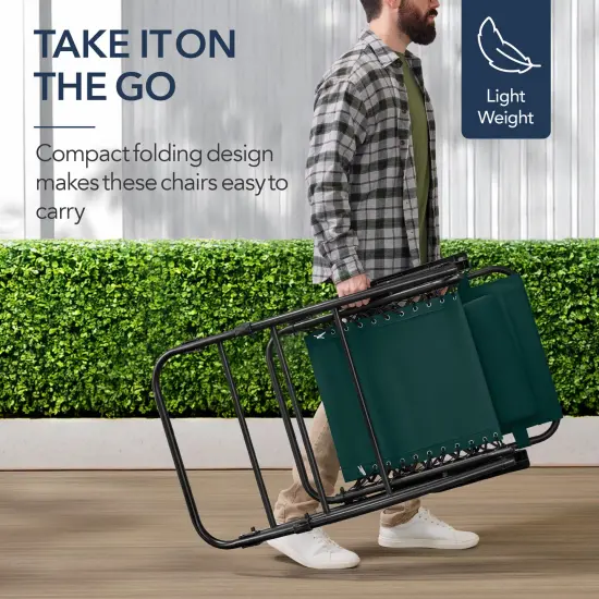 Best Choice Products Folding Outdoor Zero Gravity Rocking Lounge Chair w/ Headrest Pillow Forest Green {4}