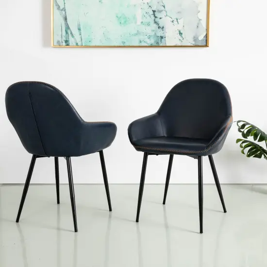 Set of 2/4 Mid-Century Modern Leatherette Dining Armchairs {3}