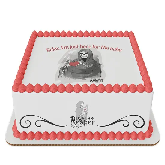 Loving Reaper Relax Im here for the cake Edible Icing Sheets- Assorted Image Cake Toppers-Frosting Sheets- Cookies- Cupcake Toppers {3}