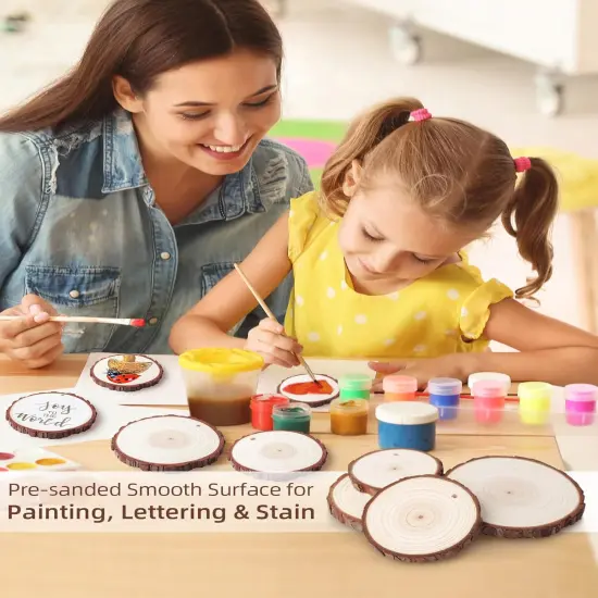 Unfinished Wood Slices with Hole, Natural Wood Circles Blank with Bark for DIY Crafts, Home Decor, Christmas Ornament (30Pcs, 2.4-2.8 Inch) {4}