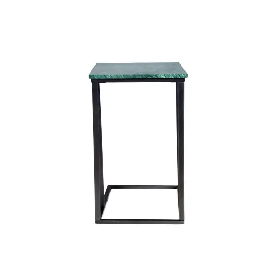 Green Marble "C" Table With Grey Metal Frame-24 Inch Height {6}