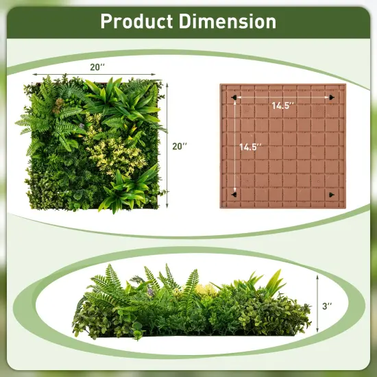 20" x 20" 3D Hanging Greenery Hedge with 11 Types of Mixed Faux Plants for Indoor Outdoor  {5}