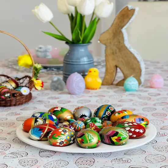 Polish Easter Handpainted Wooden Eggs (Pisanki) Decorative Eggs for Easter Set of 6 Medium Eggs {2}
