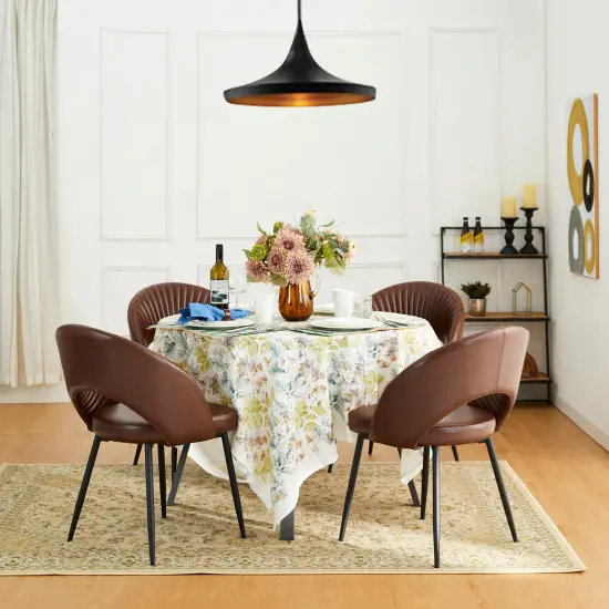 Set of 2/4Mid-Century Modern Quilted PU Leather Dining Side Chair with Metal Tapered Legs {8}