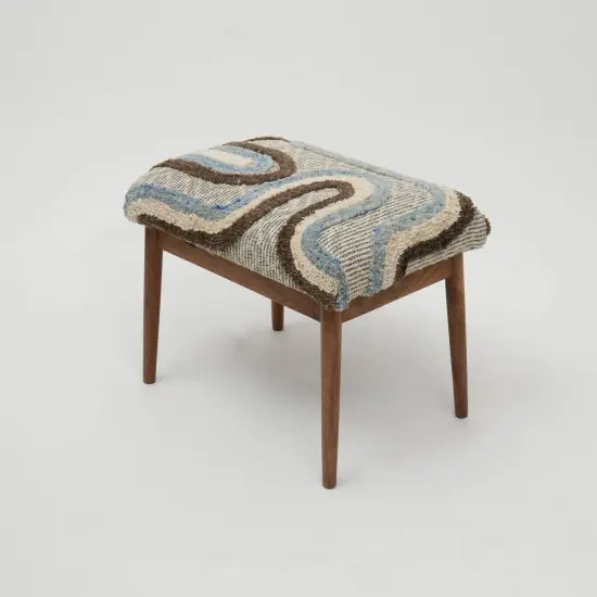 Stylish Tufted Upholstered Stool with Wooden Legs &ndash; Set of 2 {4}