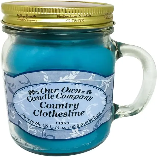 Clothesline Scented Mason Jar Candle, 100 Hour Burn Time, Made in The USA - 13 Ounces {1}