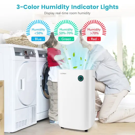 4500 Sq. Ft Dehumidifier with 5 Modes and 3-Color Indicator Light-White {6}