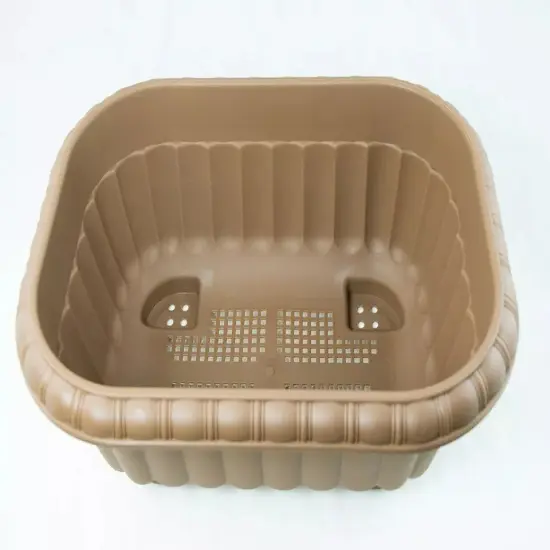 Japanese Plastic Bonsai Training Pot / Home Garden Planter 13"x 10"x 5.5" - Tan {2}