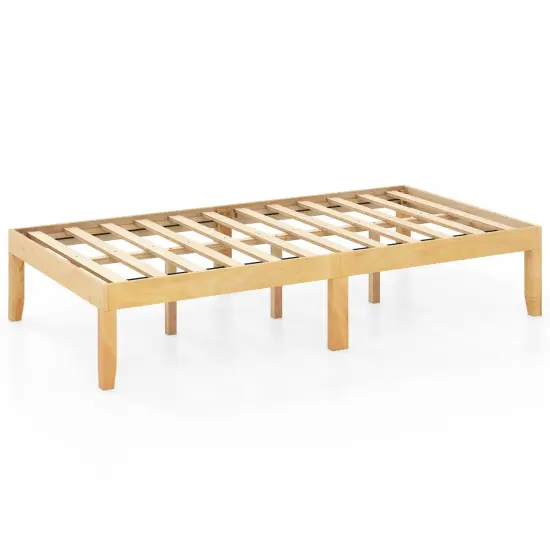 14 Inch Twin Wood Platform Bed Frame with Wooden Slats Support Perfect for Dorms Natural {1}