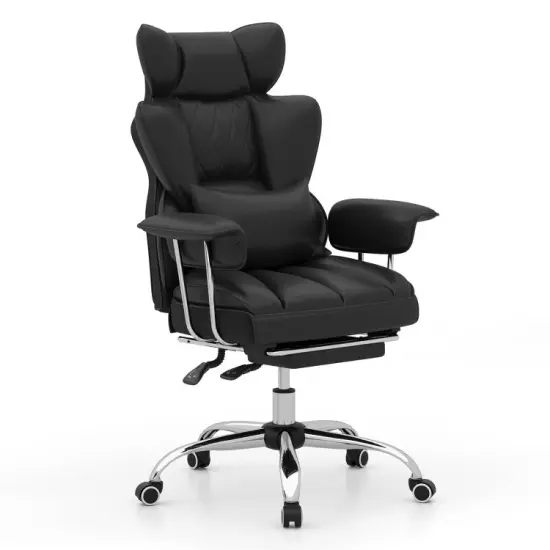 Big and Tall Executive Office Desk Chair with Footrest White {8}