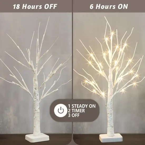 Lighted Tree, White Birch Tree with LED Lights, Prelit Artificial Tree with Timer {5}