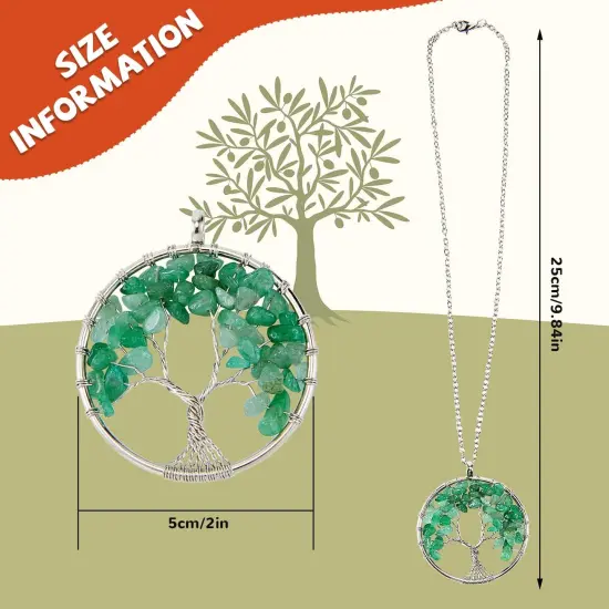 8 Pieces Life Tree Pendant Charms Gemstone Chakra Crystal Quartz Pendants Chakra Healing Charm for Necklace Earrings Bracelets Jewelry Making, Assorted Colors (Silver Chain Style) {6}
