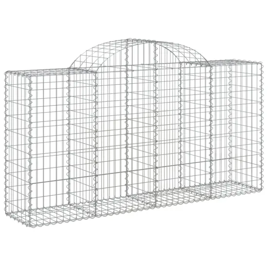 vidaXL Arched Gabion Baskets 2 pcs 78.7"x19.7"x39.4"47.2" Galvanized Iron {3}