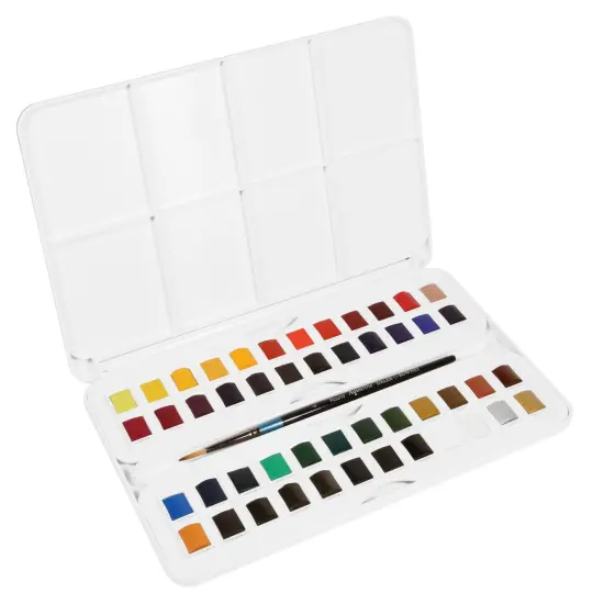 Daler-Rowney Aquafine Watercolor Paint Half Pan Studio Set-48/Pkg {3}