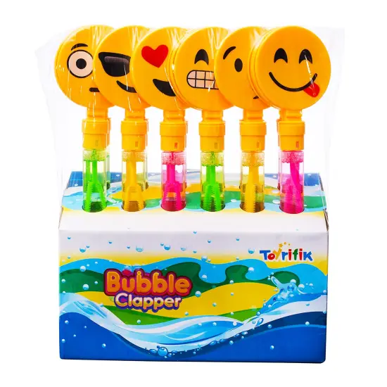 12 Pack Giant Bubble Wands Emoticon Party Favor Toys - Bulk Bubbles Party Favors Clapper Toys For Kids {1}