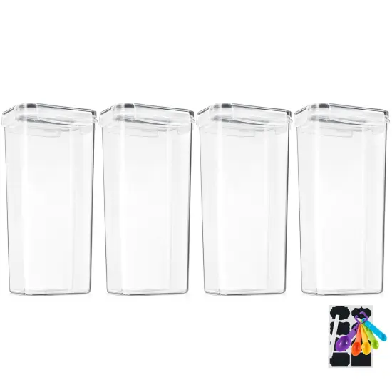 Sorbus 4 Pack Airtight Cereal Dispenser Canister Set with Lids - Easy Pour, Stackable, Store Dry Food, Rice Pasta and more {1}