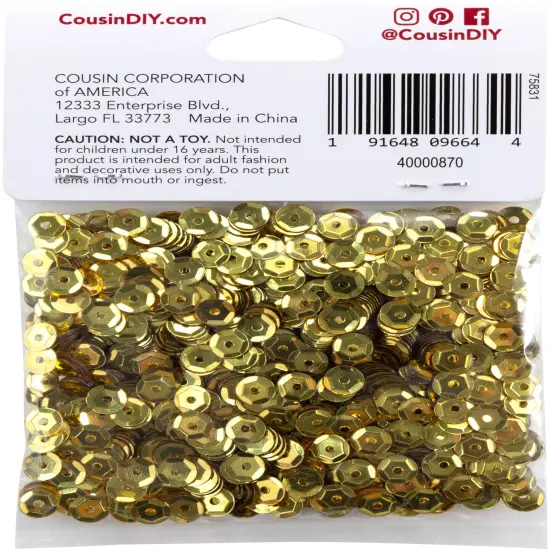 CousinDIY Cupped Sequins-Gold, 5mm 800/Pkg {4}