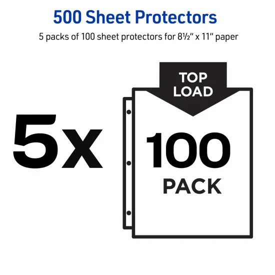 Avery Economy Weight Sheet Protectors, Acid Free, 8-1/2" x 11", 100-Count, Clear, 5 Pack (75202) {2}