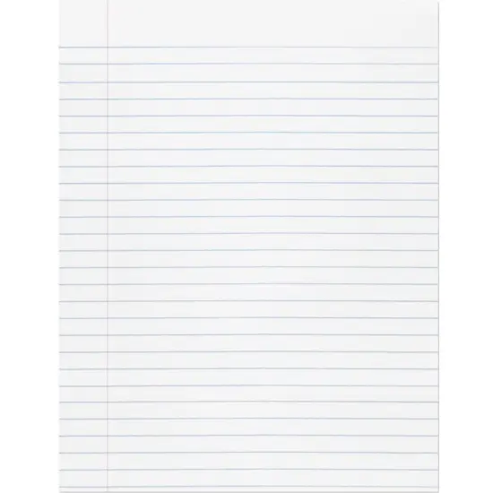 Composition Paper, White, Red Margin, 3/8" Ruled 8" x 10-1/2", 500 Sheets {1}