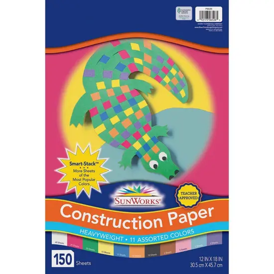 Construction Paper, 11 Assorted Colors, 12" x 18", 150 Sheets {1}