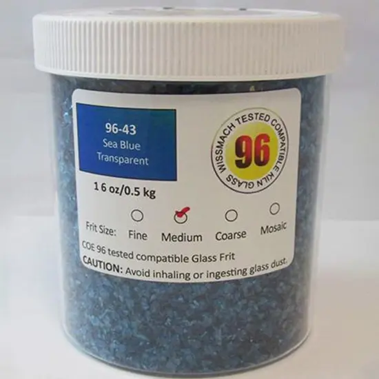 Wissmach Frit Medium Sea Blue 96-43 1Lb. Jar 96 COE {2}