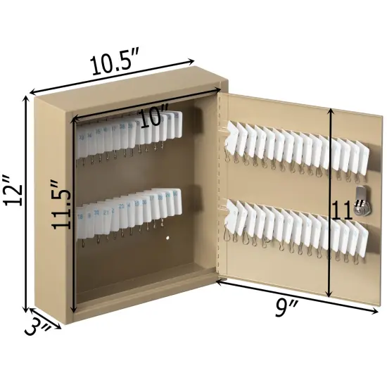 Basicwise 60-Key Security Steel Cabinet with Numbered Tags and Key Lock &ndash; Key Holder Wall Mount Lock Box for Office, School, Valets, Hotels, House and Car Keys {4}
