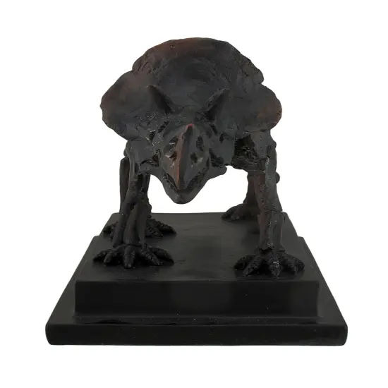 Antique Bronze Finish Mounted Triceratops Skeleton Statue {4}