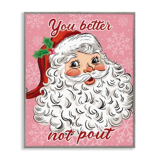 Stupell Industries Vintage Santa Phrase over Pink Framed Giclee By Arrolynn Weiderhold {1}