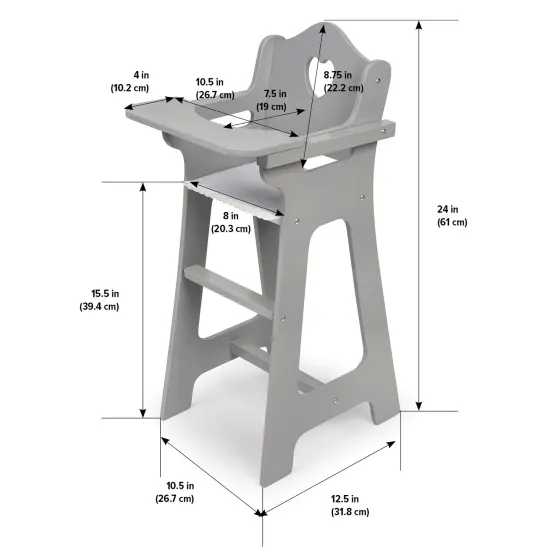 Badger Basket Doll High Chair - Executive Gray {4}