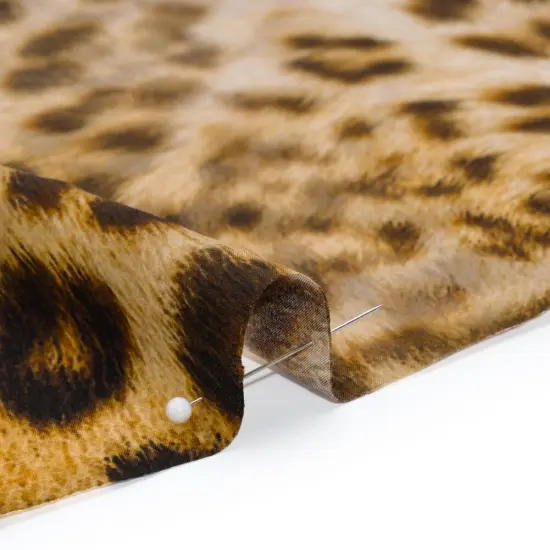 1 Yard Silk Charmeuse Print Beige & Black Leopard Fur 16MM Italian 53 Inches Wide {2}