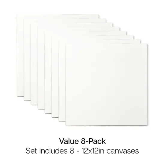 KINGART&reg; Stretched Canvas 12" x 12", 8-Pack {3}