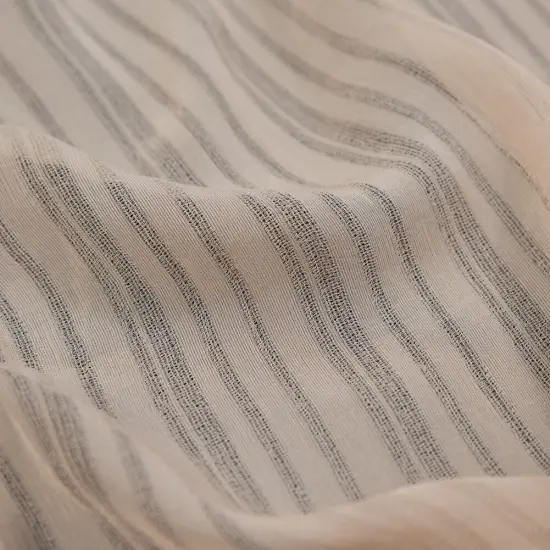 1 Yard Maple Sugar & Nude Tonal Striped Gauzy Silk Lightweight Fabric 44" Wide for Shawls & Sarongs {2}