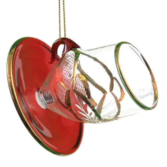 Gold Etched Teacup and Saucer Ornament - Christmas Red {1}