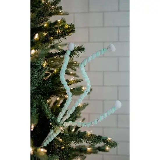 25" Mini Cotton Ball Peppermint Spray: Green & White {2}