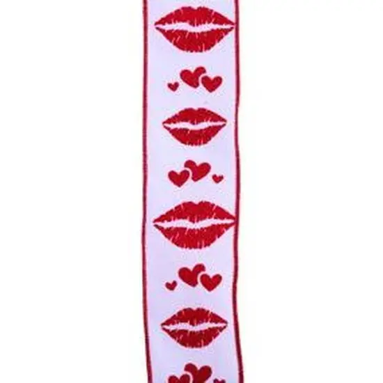 2.5" Bold Lips Ribbon: White (10 Yards) {3}