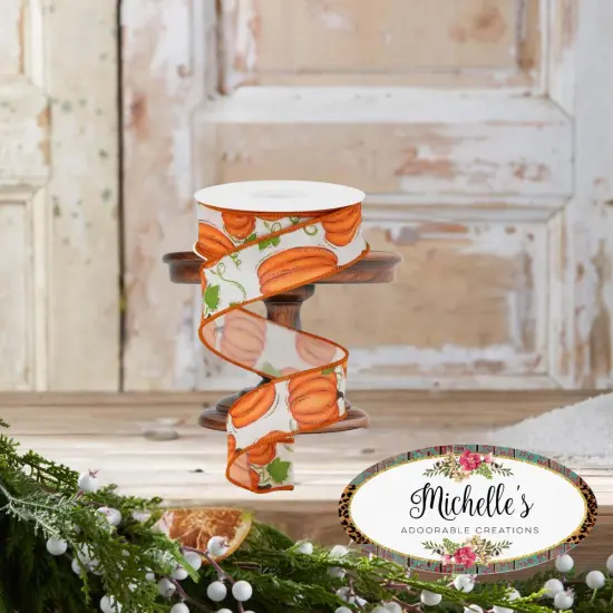 1.5" Pumpkin Patch Ribbon: Off White (10 Yards) {4}