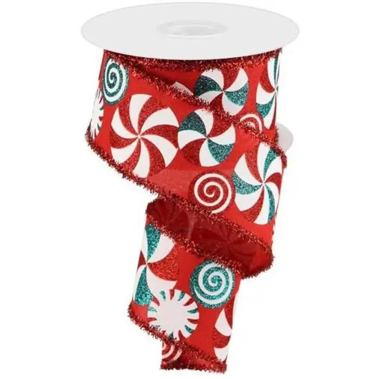 2.5" Bold Peppermint Tinsel Ribbon: Red (10 Yards) {1}