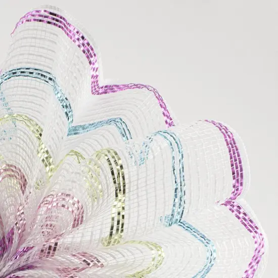 10.5" Poly Jute Matte Stripe Mesh Ribbon: Metallic Pastel Stripes (10 Yards) {3}