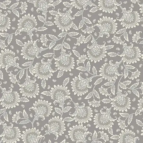 Grey Nickel Whimsy Floral Cotton Wideback Fabric per yard {1}