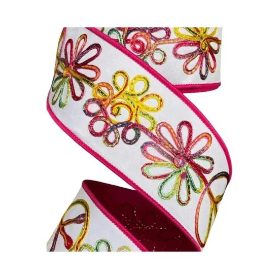 2.5" Whimsy Hippie Ribbon: Hot Pink (10 Yards) {2}