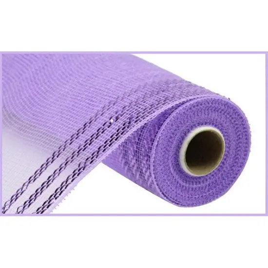 10.25" Border Stripe Metallic Mesh Ribbon: Lavender {1}