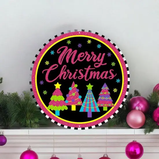 12" Metal Sign: Merry Bright Christmas {4}
