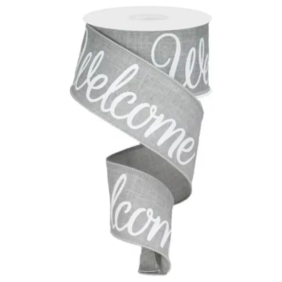 2.5" Welcome Royal Ribbon: Light Grey (10 Yards) {1}
