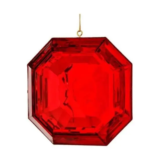 6" Acrylic Square Precious Gem Ornament: Red {2}