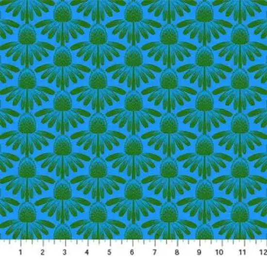 Blue Echinacea Indelible by Anna Maria for Northcott Cotton 44"/45" Fabric Per Yard {1}